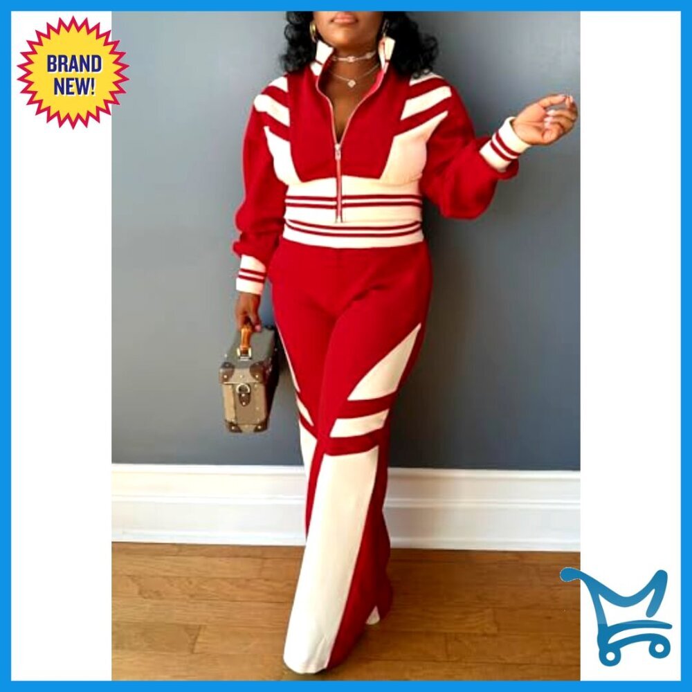 Long Sleeve Crop Top High Waist Pants Jogger Set Casual Chic Sporty Lounge Wear - Picture 3 of 7